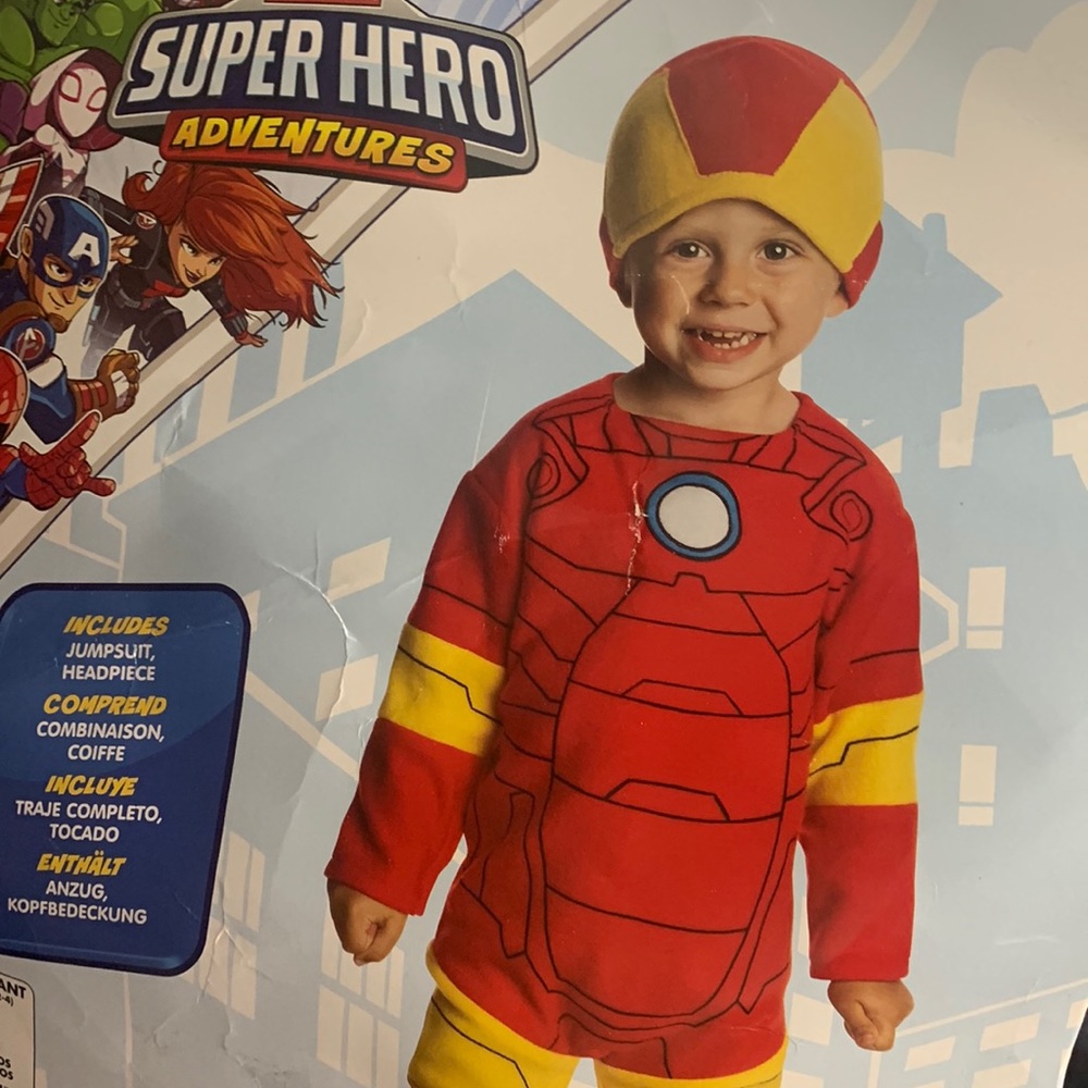 RUBIES Iron Man Superhero Costume Marvel Jumpsuit Headpiece Toddler 2T
